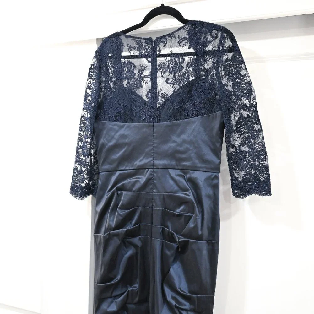 Rickie Freeman For Teri Jon Size 12 Lace Sleeve with Mermaid Style Bottom Gown - Picture 7 of 11